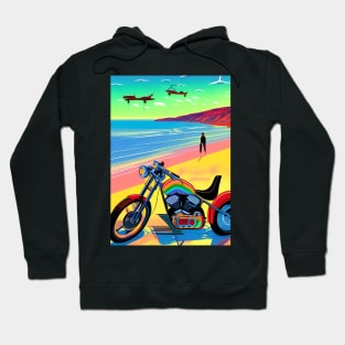 HIP GIRL ON BEACH WITH MOTORCYCLE RETRO Hoodie